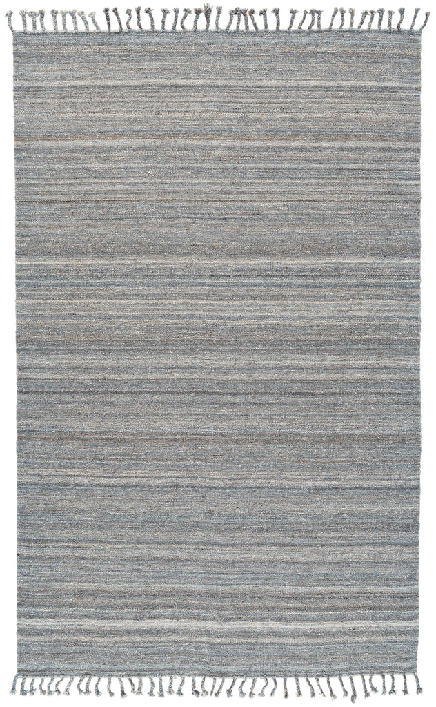 Brady Transitional Stripes Gray Blue Ivory Area Rug (9' x 12')