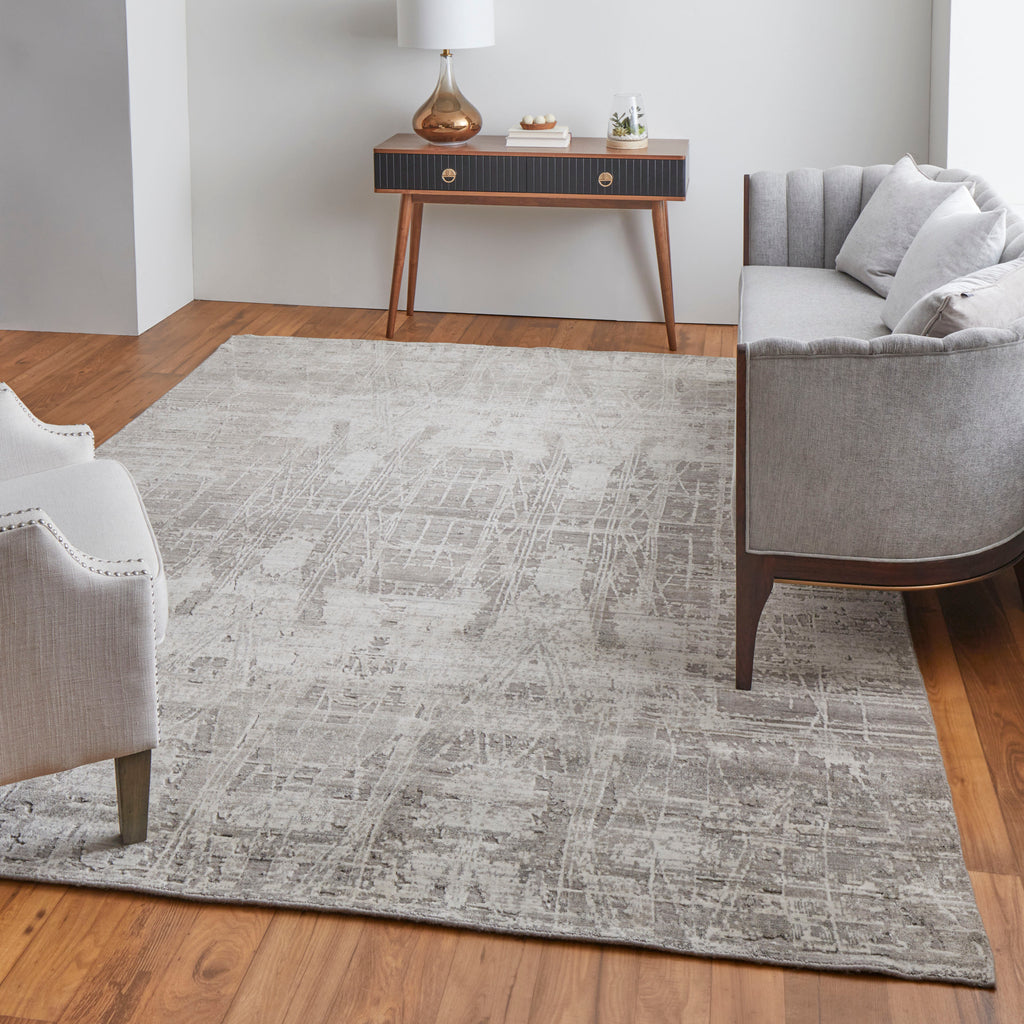 Eastfield Modern Abstract Gray Ivory Area Rug (5' x 8' / Pattern 2)