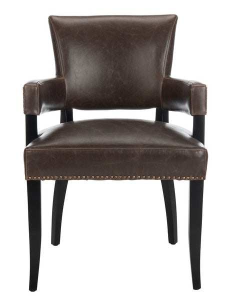 Desa 21''H Arm Chair - Antique Brown / Black, Brass Nail Heads