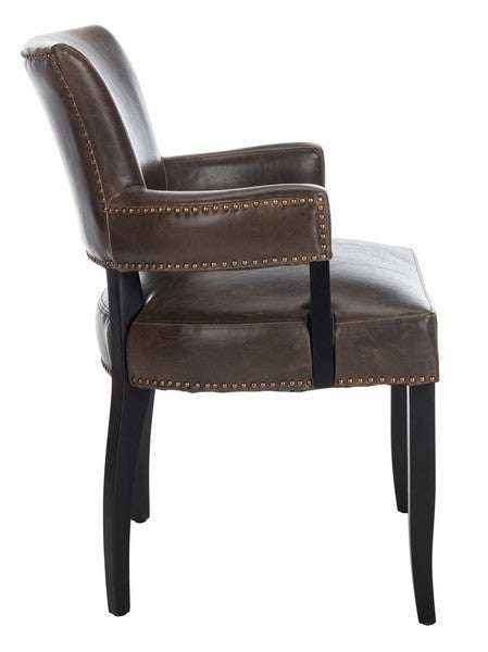 Desa 21''H Arm Chair - Antique Brown / Black, Brass Nail Heads