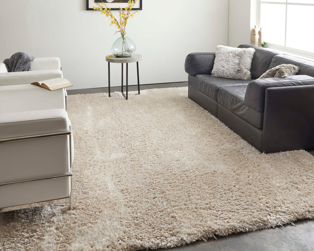 Darian Modern Solid Ivory Area Rug (9' x 12')