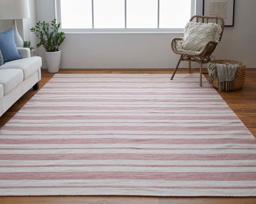 Duprine Transitional Stripes Red Ivory Area Rug (5' x 8')