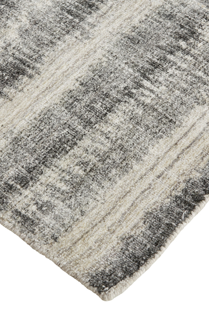 Mackay Transitional Stripes Gray Ivory Black Area Rug (9' x 12')