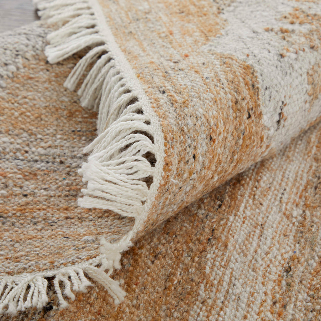 Beckett Transitional Damask Tan Ivory Orange Area Rug (5' x 8')