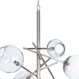 Molten Chandelier With Clear Glass - Polished Nickel