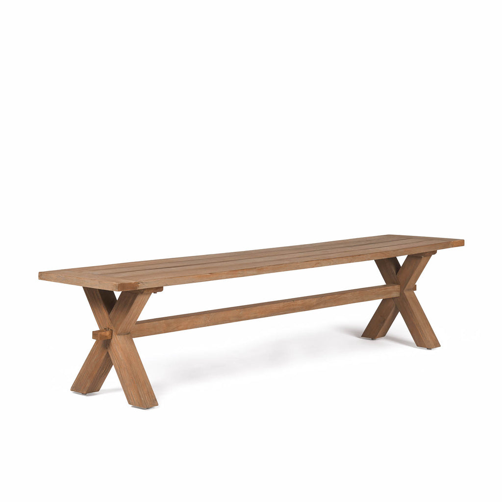 Rustic X-Leg Reclaimed Outdoor Teak Bench