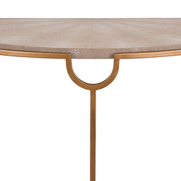 Vogue Shagreen Demilune Console - Ivory Grey and Brass