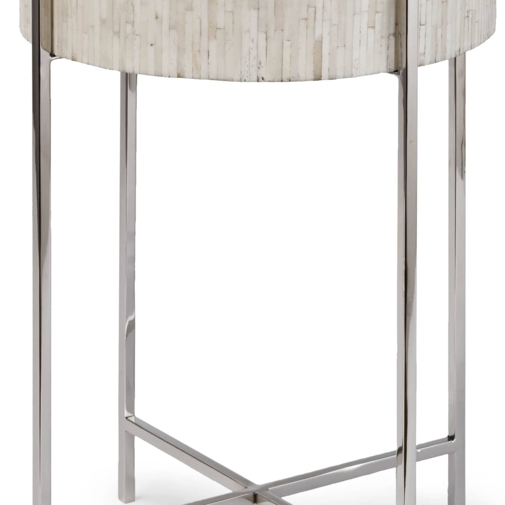 Bone Drum Table - Polished Nickel