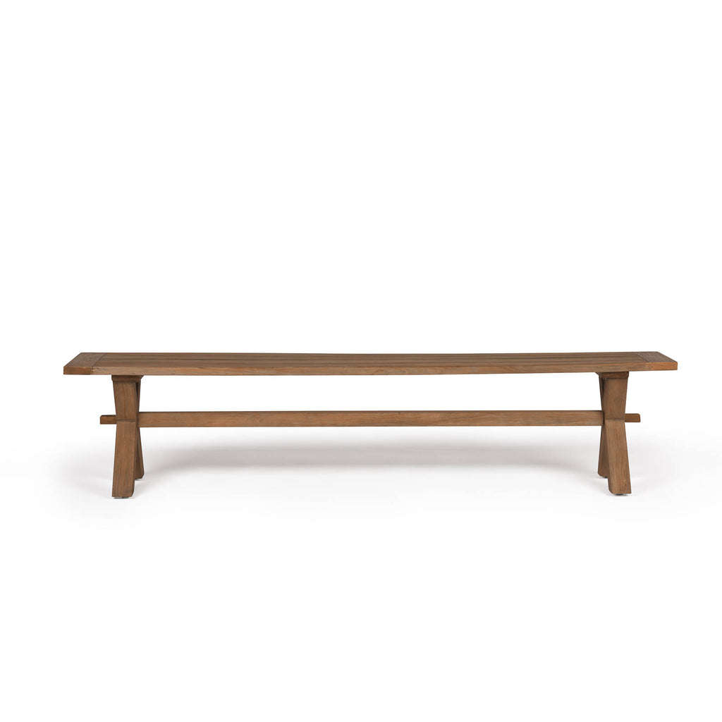 Rustic X-Leg Reclaimed Outdoor Teak Bench