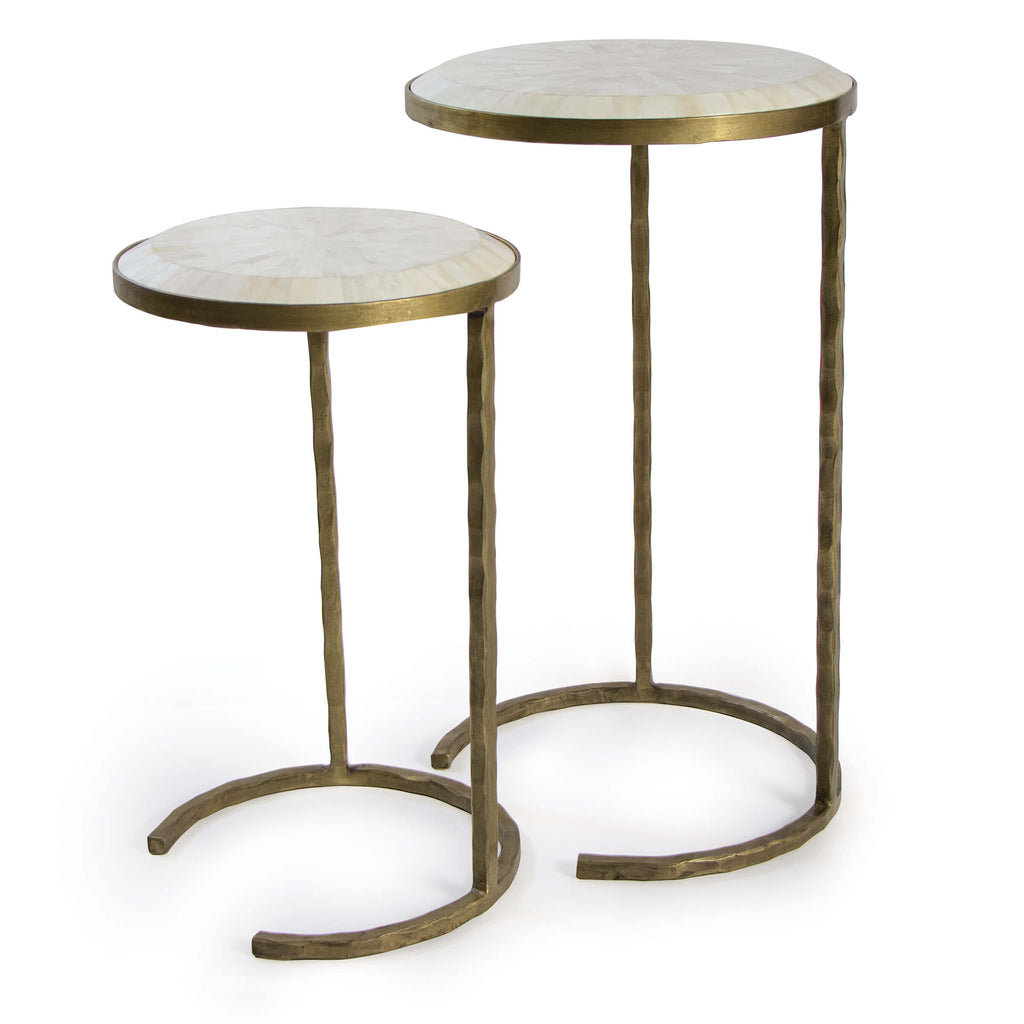 Bone Veneer Nesting Table - Brass