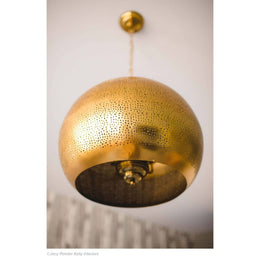 Pierced Metal Sphere Pendant - Natural Brass