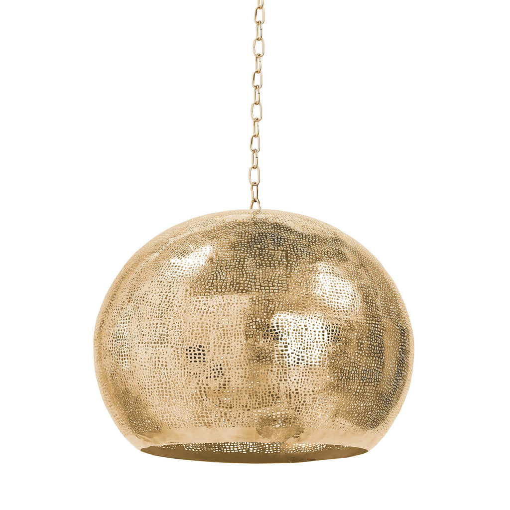 Pierced Metal Sphere Pendant - Natural Brass