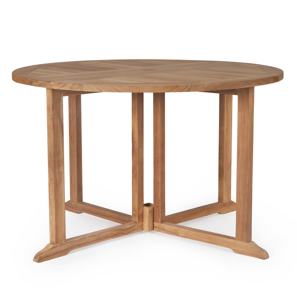 Round Teak Dining Drop Leaf Table