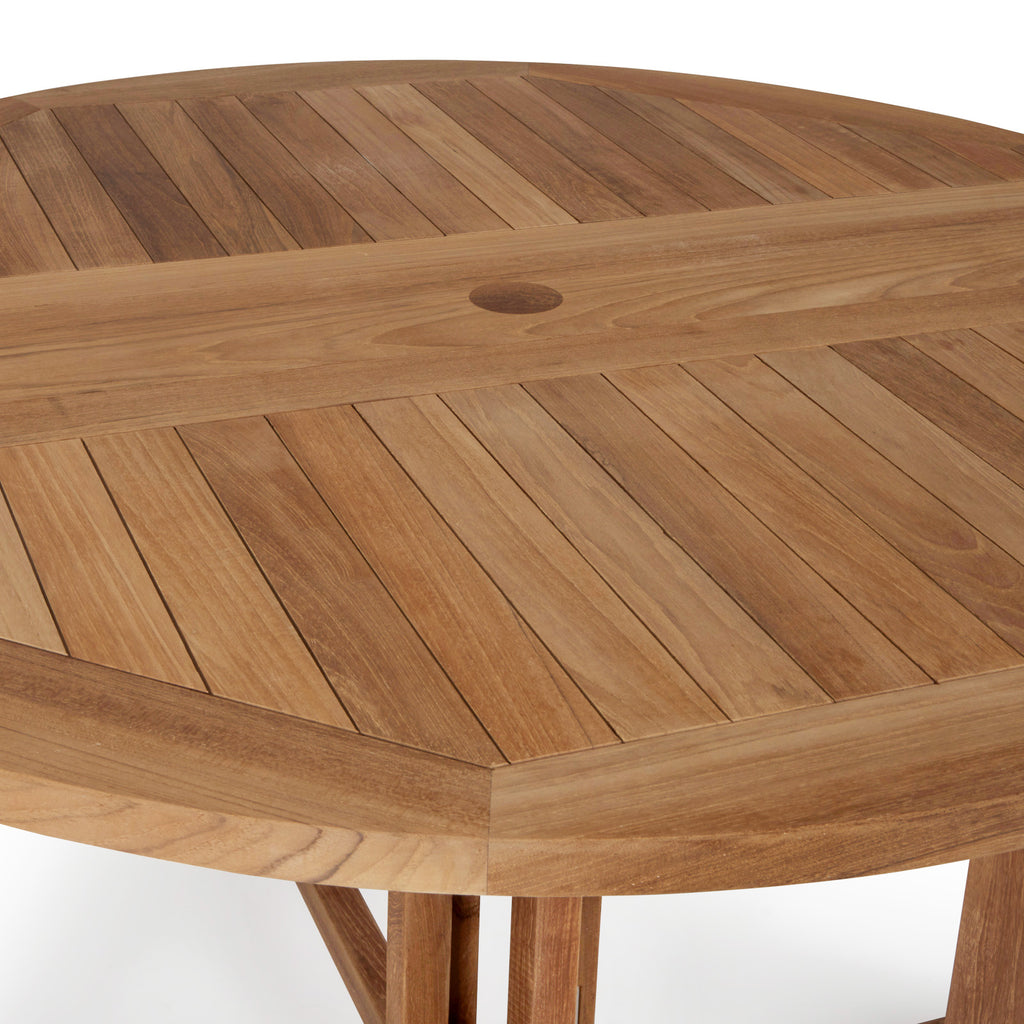 Round Teak Dining Drop Leaf Table