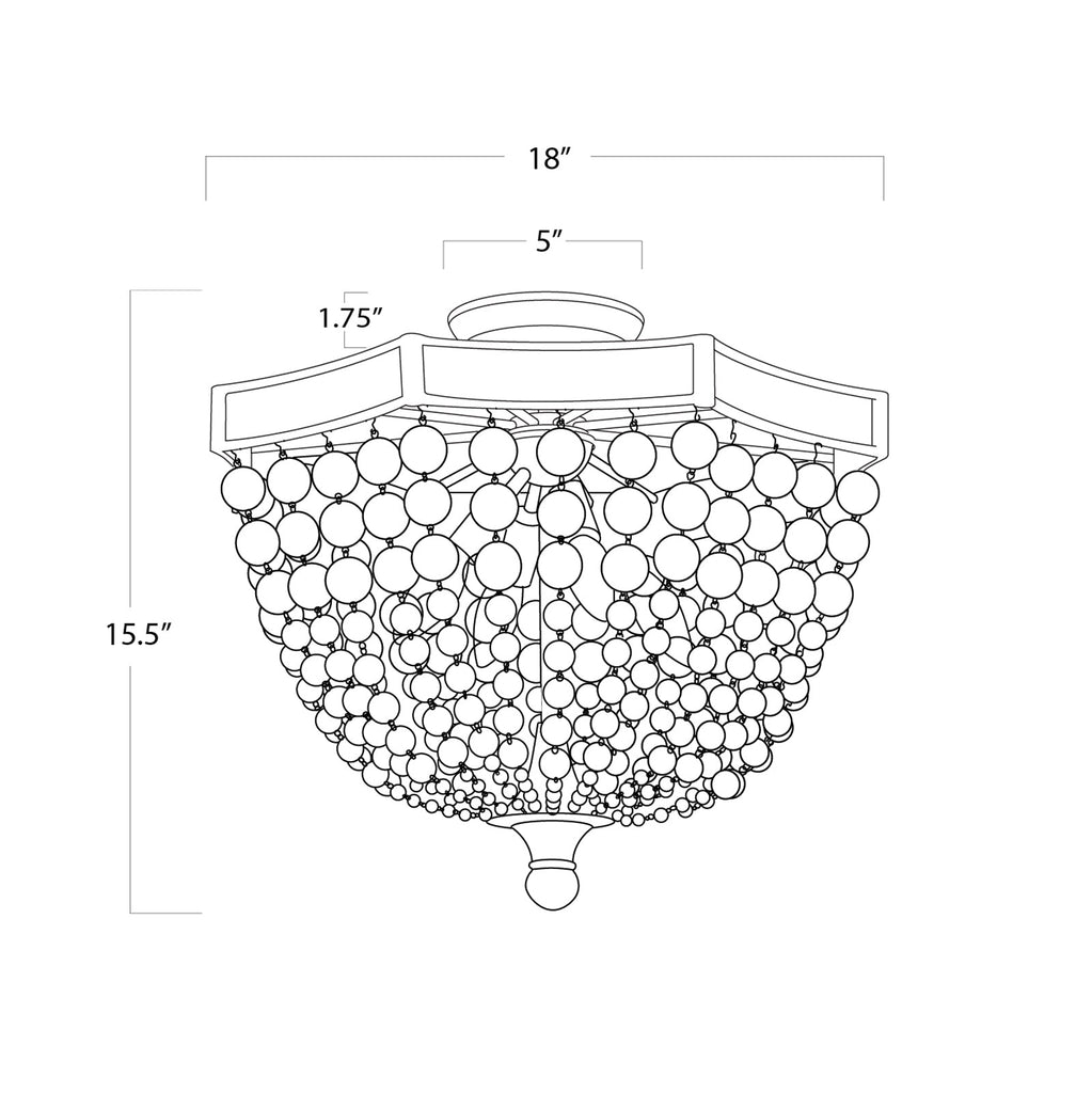 Frosted Crystal Bead Semi Flush Mount