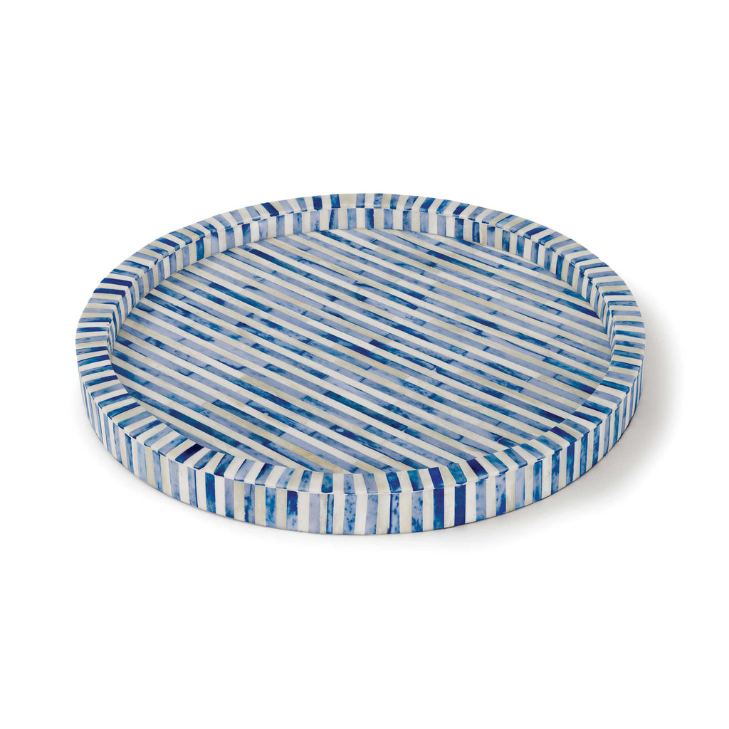 Bone and Indigo Tray Round