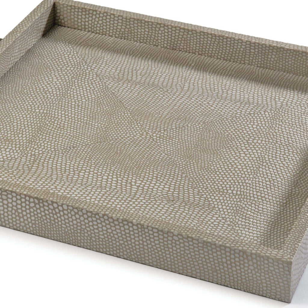 Square Shagreen Boutique Tray - Ivory Grey Python