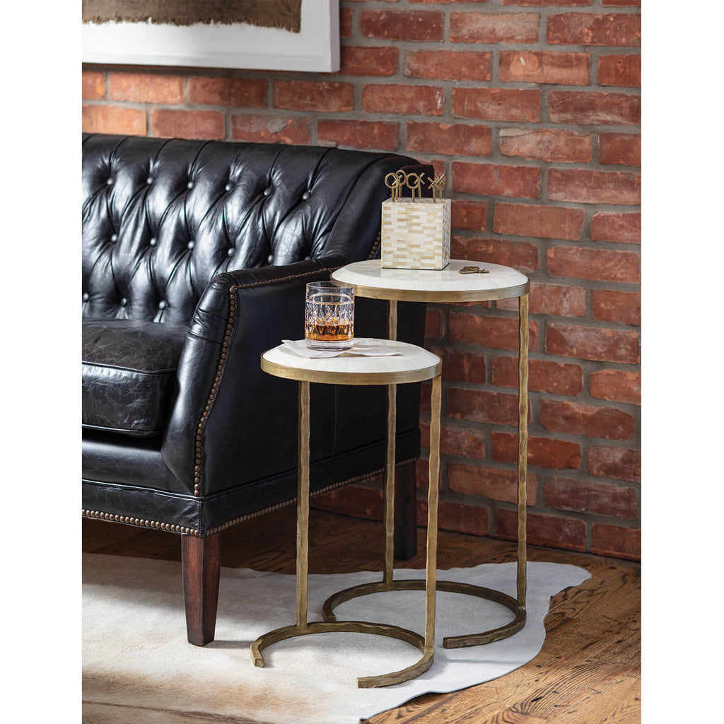 Bone Veneer Nesting Table - Brass