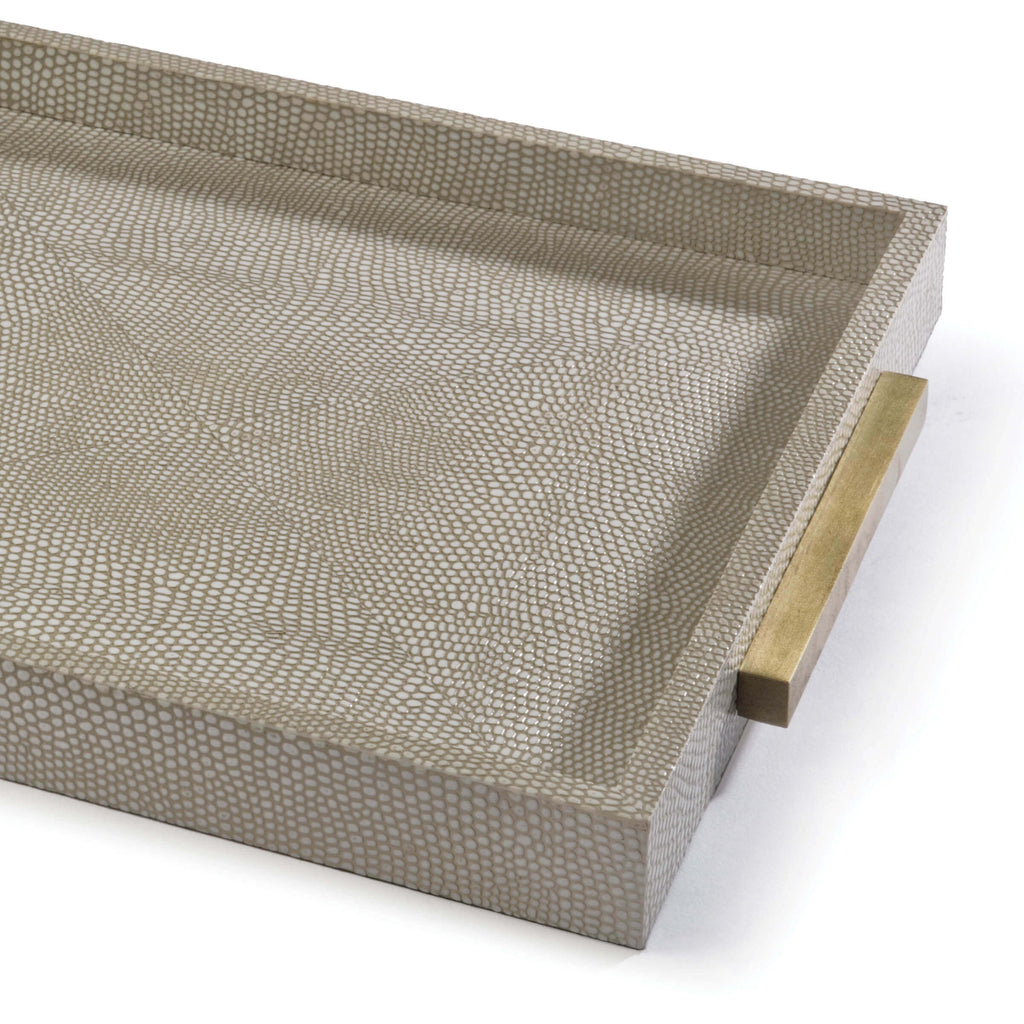 Square Shagreen Boutique Tray - Ivory Grey Python