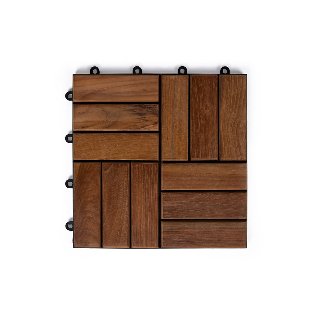 Teak Flooring Tiles Cross Style (Set of 4)
