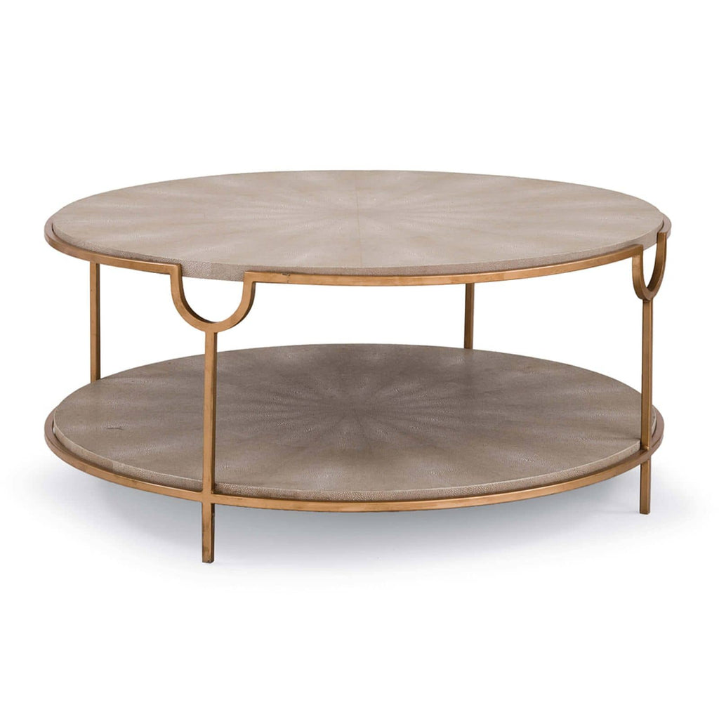 Vogue Shagreen Cocktail Table - Ivory Grey and Brass