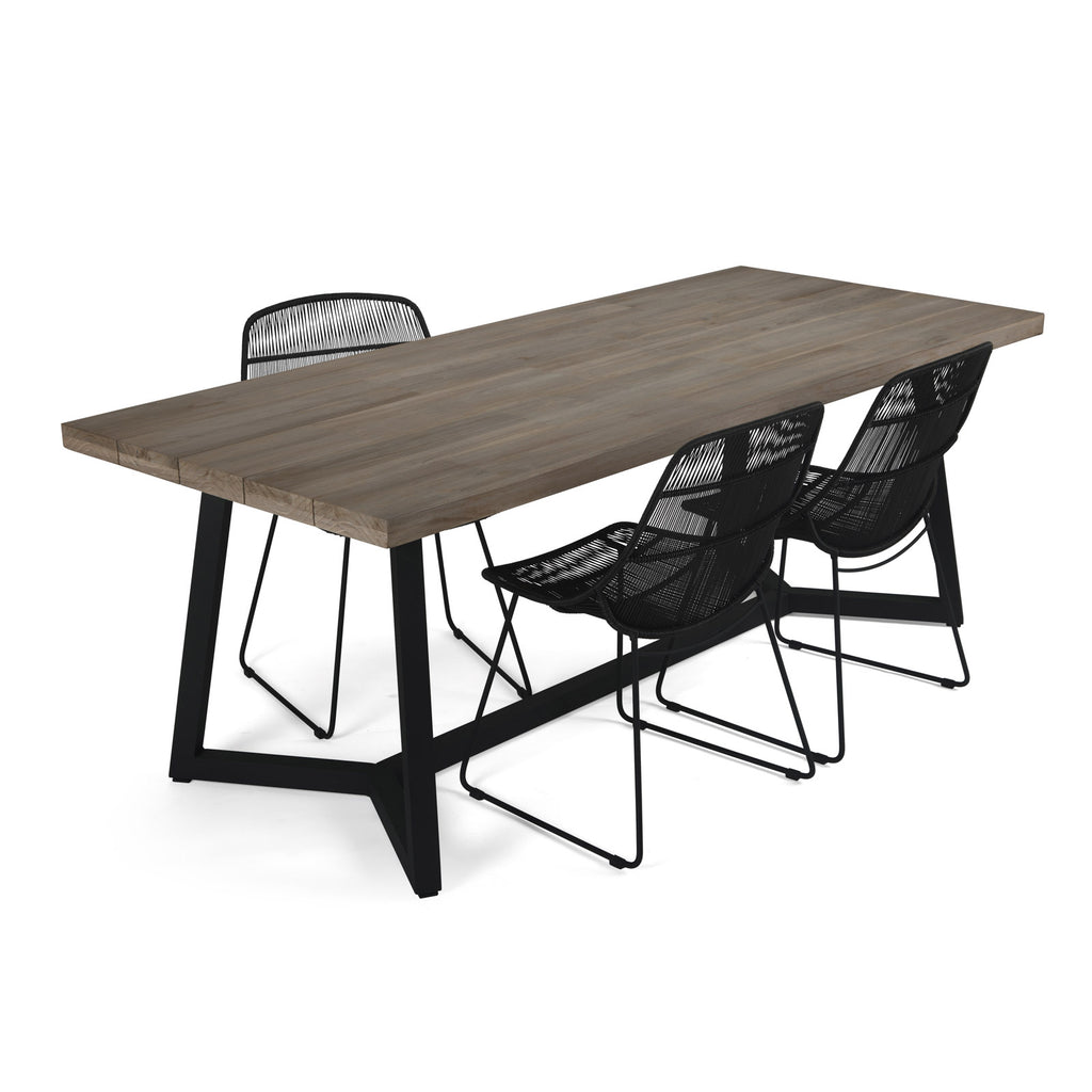 Jamie Outdoor Teak and Aluminum Dining Table