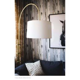 Arc Floor Lamp With Fabric Shade - Natural Brass