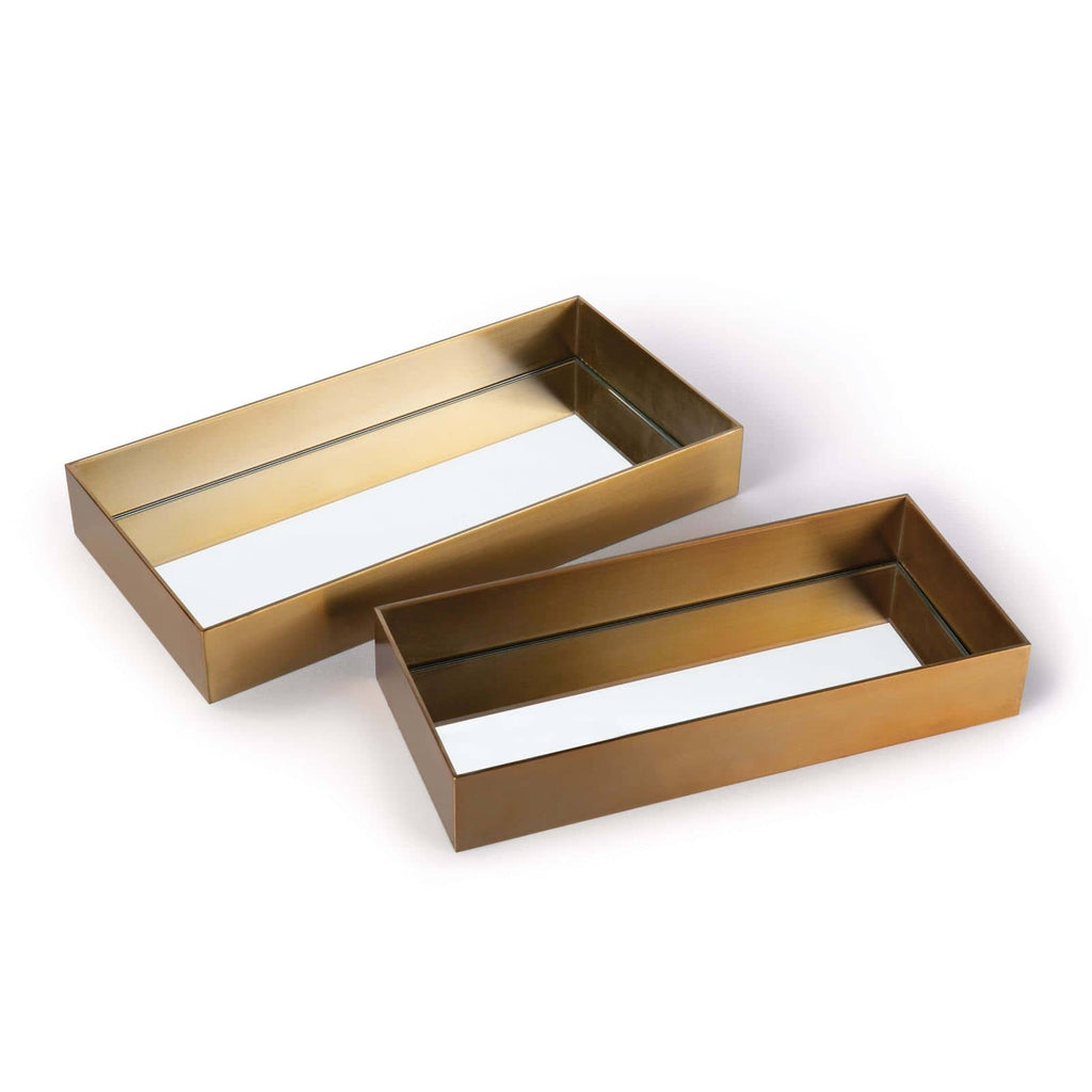 Rectangle Metal Tray Set - Natural Brass