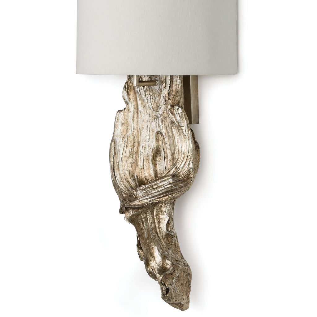 Driftwood Sconce - Ambered Silver Leaf