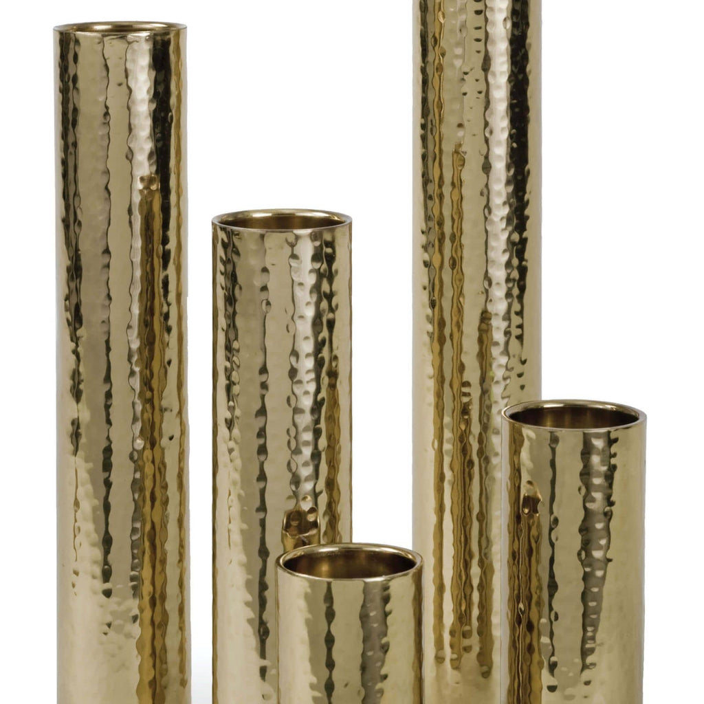 Hammered Bud Vase Set - Polished Brass