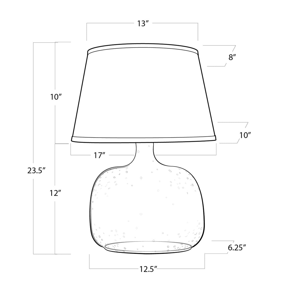 Seeded Oval Glass Table Lamp