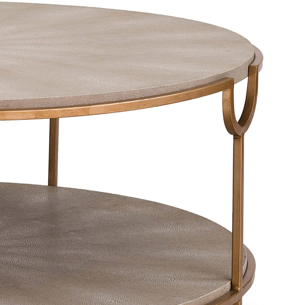 Vogue Shagreen Cocktail Table - Ivory Grey and Brass