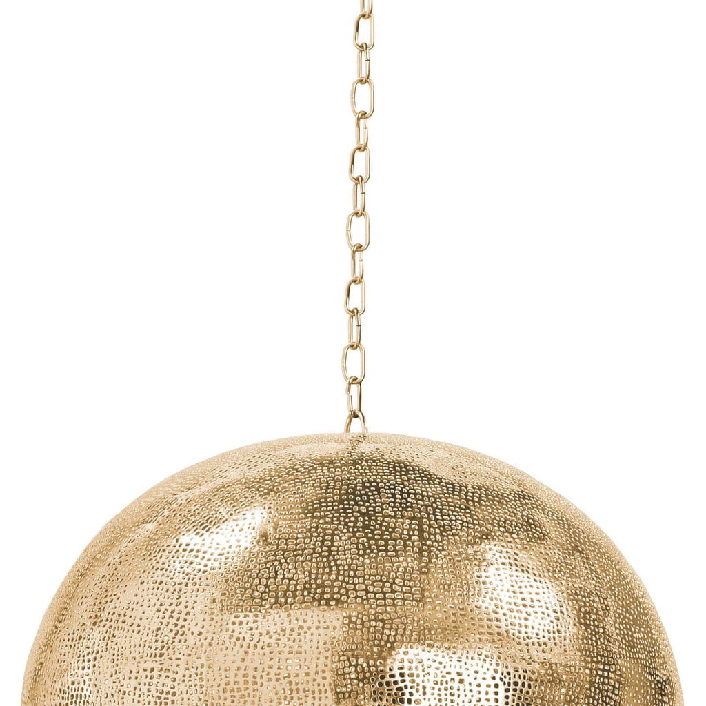 Pierced Metal Sphere Pendant - Natural Brass