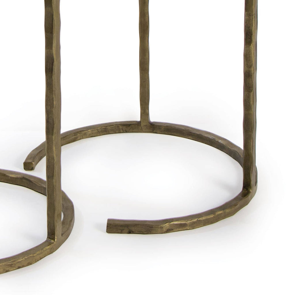 Bone Veneer Nesting Table - Brass