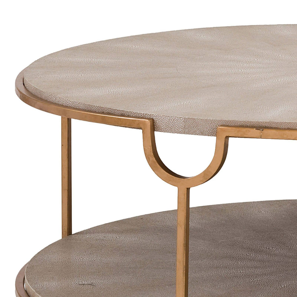 Vogue Shagreen Cocktail Table - Ivory Grey and Brass