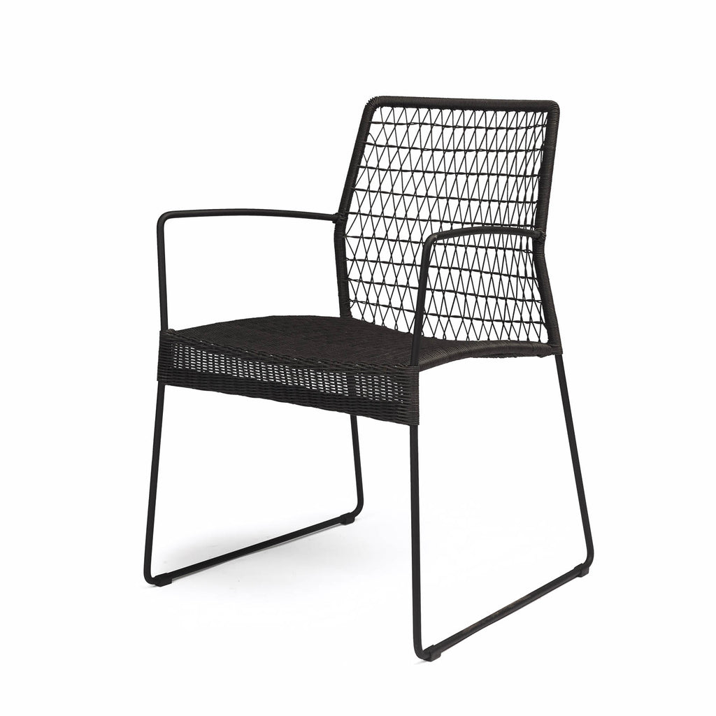 Edge Wicker Dining Arm Chair (Black)