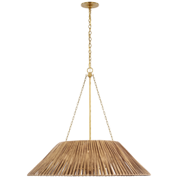 Corinne Extra Large Wrapped Hanging Shade, Soft Brass with Natural Wicker