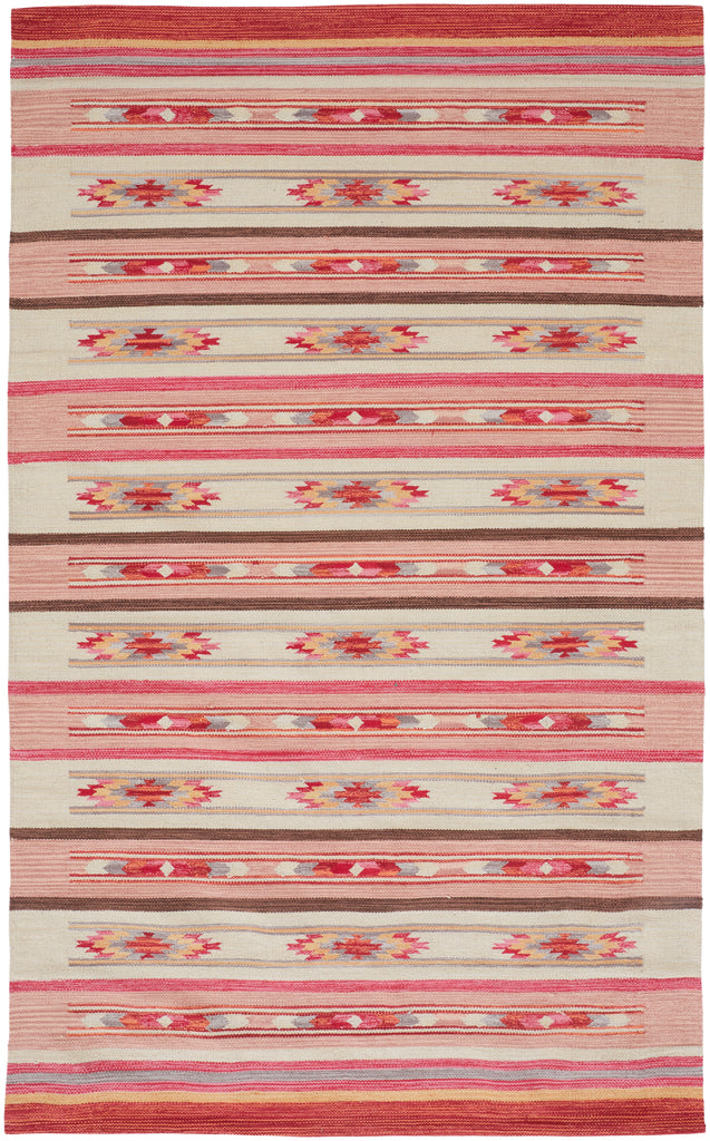 Bode Transitional Southwestern Red Pink Ivory Area Rug (8' x 10')