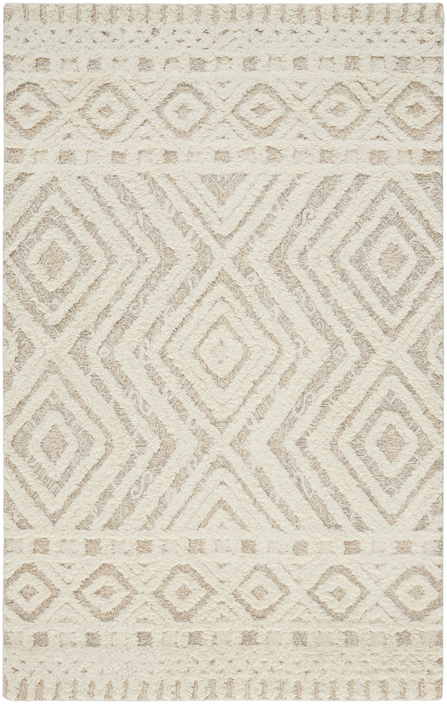 Anica Transitional Diamond Ivory Tan Area Rug (8' x 10')