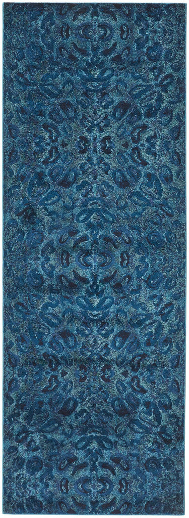 Remmy Transitional Solid Blue Area Rug (2'10" x 7'10")