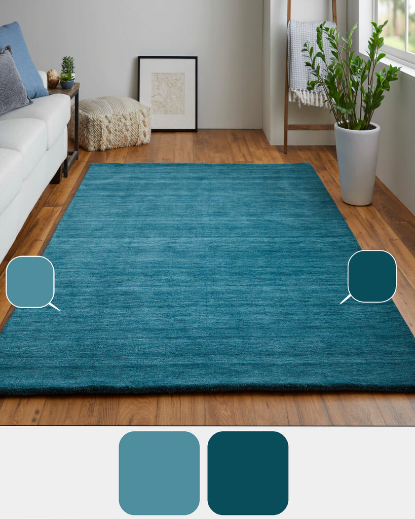 Luna Modern Solid Blue Green Area Rug (2' x 3')