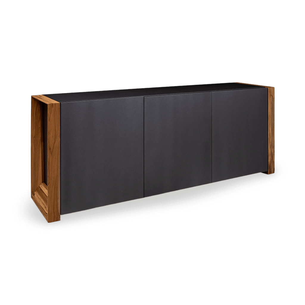 Masp Sideboard in Graphite Finish and Teak End Frames