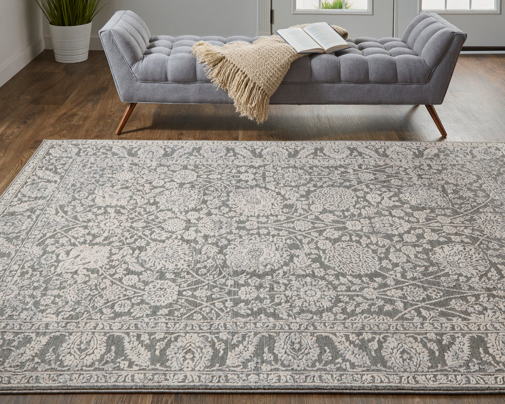 Thackery Transitional Oriental Taupe Ivory Area Rug (7'10" x 9'10")