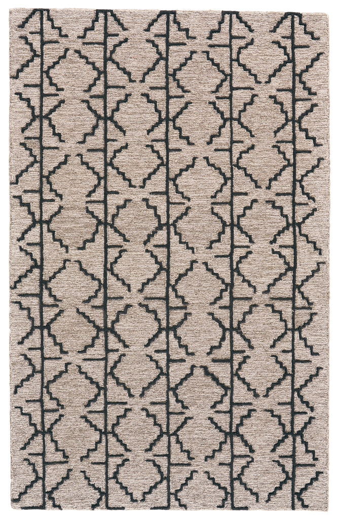 Enzo Transitional Geometric Black Taupe Gray Area Rug (3'6" x 5'6")