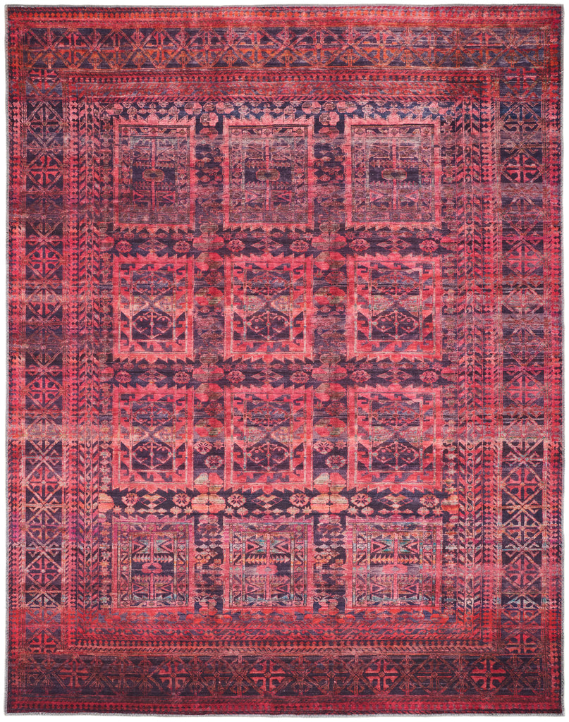 Voss Transitional Oriental Red Gray Area Rug (5'3" x 7'6")