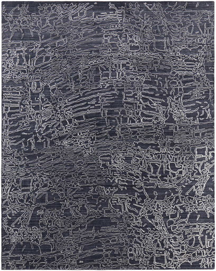 Whitton Modern Abstract Black Gray Ivory Area Rug (5' x 8')