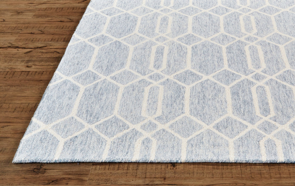 Belfort Transitional Trellis Lattice Blue Ivory Area Rug (5' x 8')