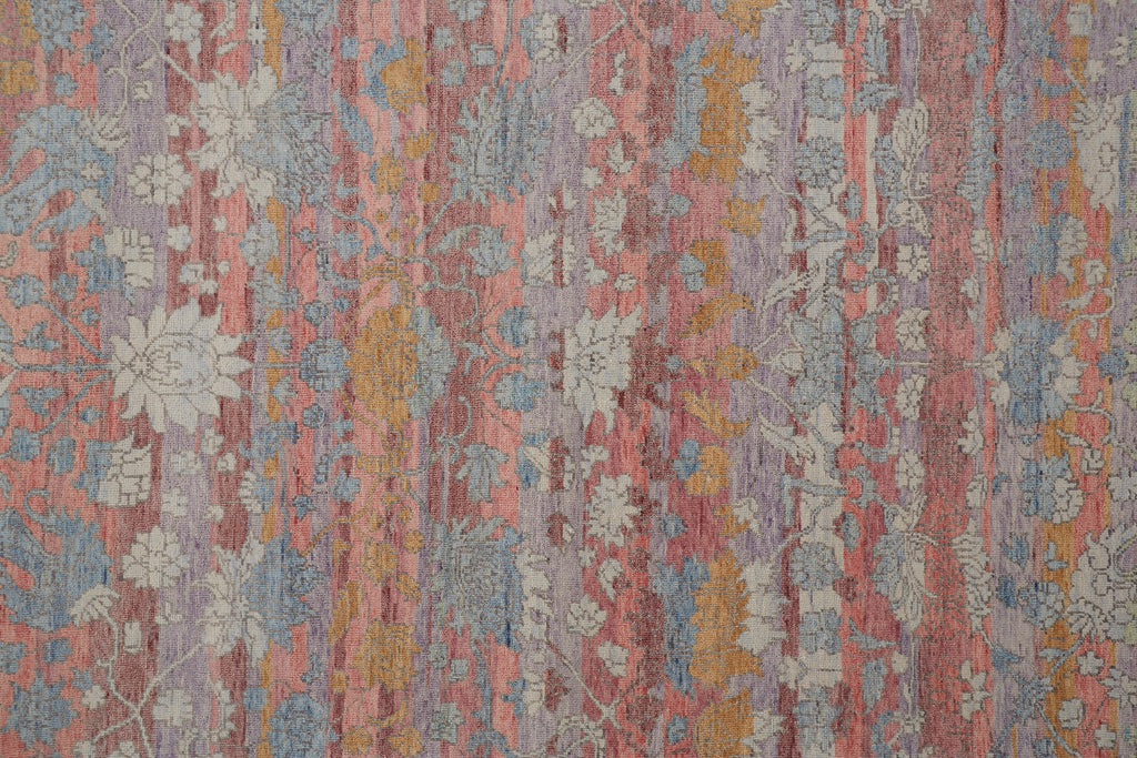 Mariell Transitional Damask Pink Orange Gray Area Rug (7'9" x 9'9")