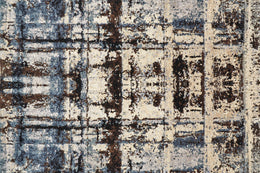 Doshi Transitional Distressed Silver Blue Brown Area Rug (8'6" x 11'6")