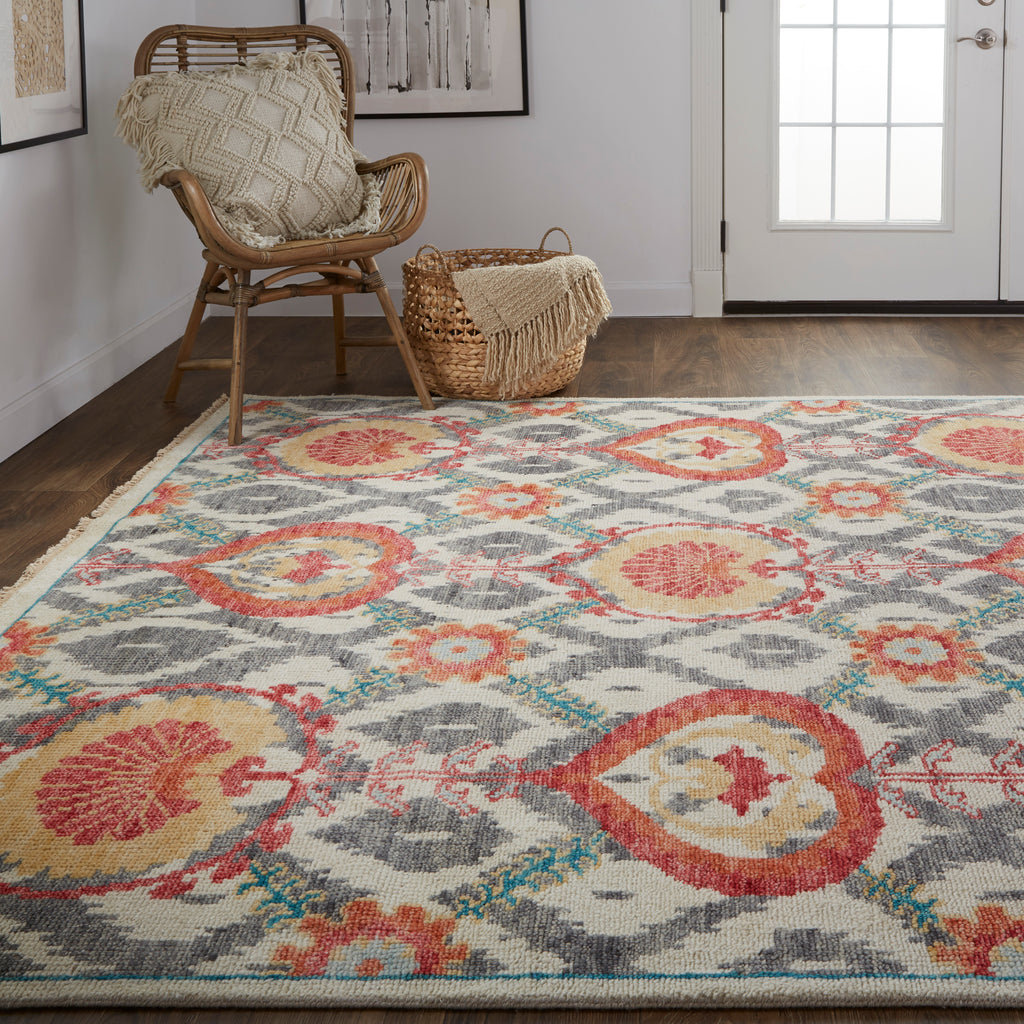 Beall Traditional Oriental Orange Gray Area Rug (2'6" x 8')